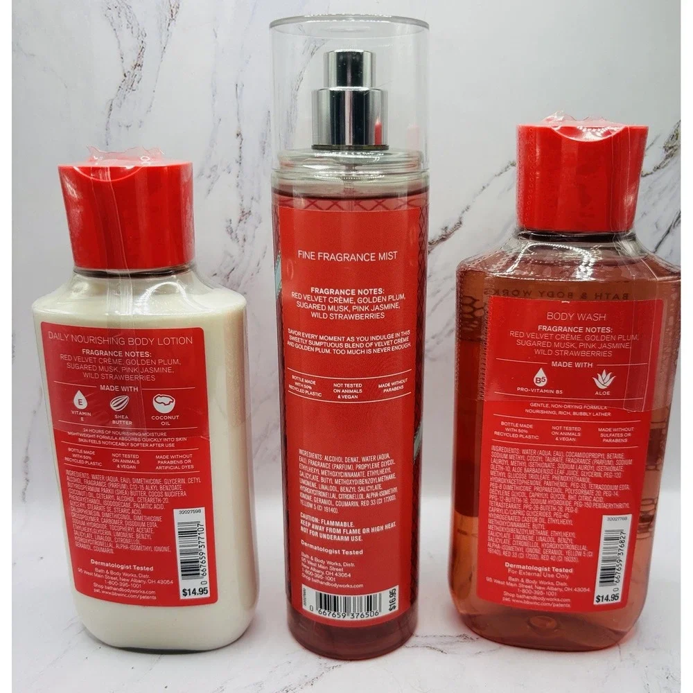 Bath & Body Works Velvet Sugar 3pc Set Fragrance Mist Lotion Body Wash